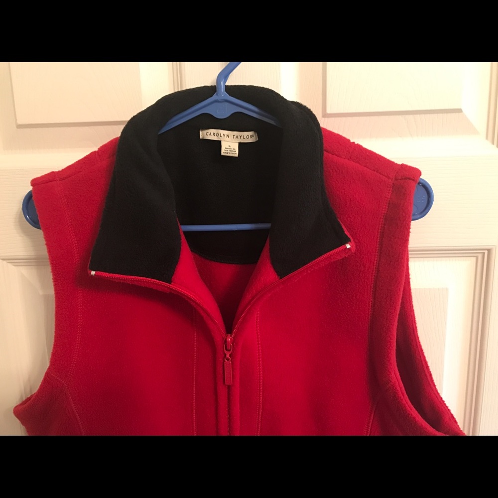 Carolyn Taylor Red Full-Zip Fleece Vest Size L NWOT - Picture 6 of 10